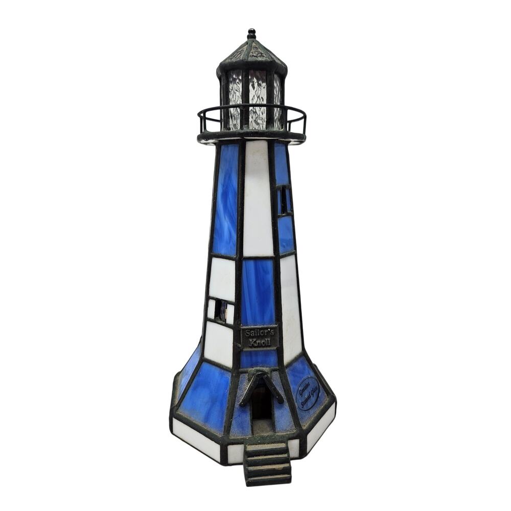 Vintage 90s Sailor's Knoll Stained Glass Light House Bill Job Forma Vitrum